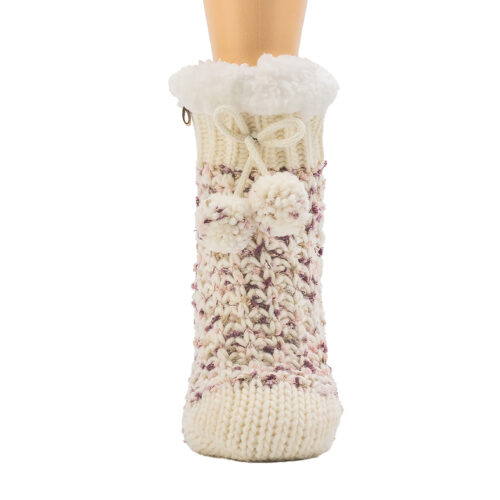LADIES SPACEDYE & POM BOOTIE W/ GRIPPERS 1PPK LOTU