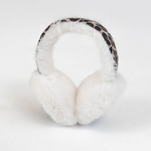 FAUX FUR EARMUFFS EGRET LEOPARD
